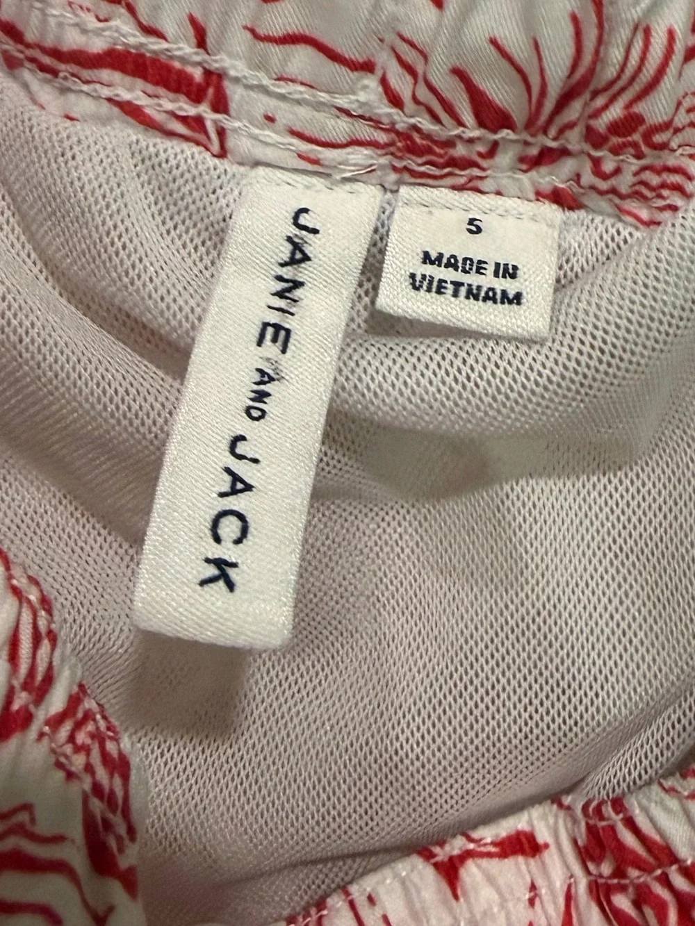 Janie and Jack Swim Shorts with Red and White Floral Pattern